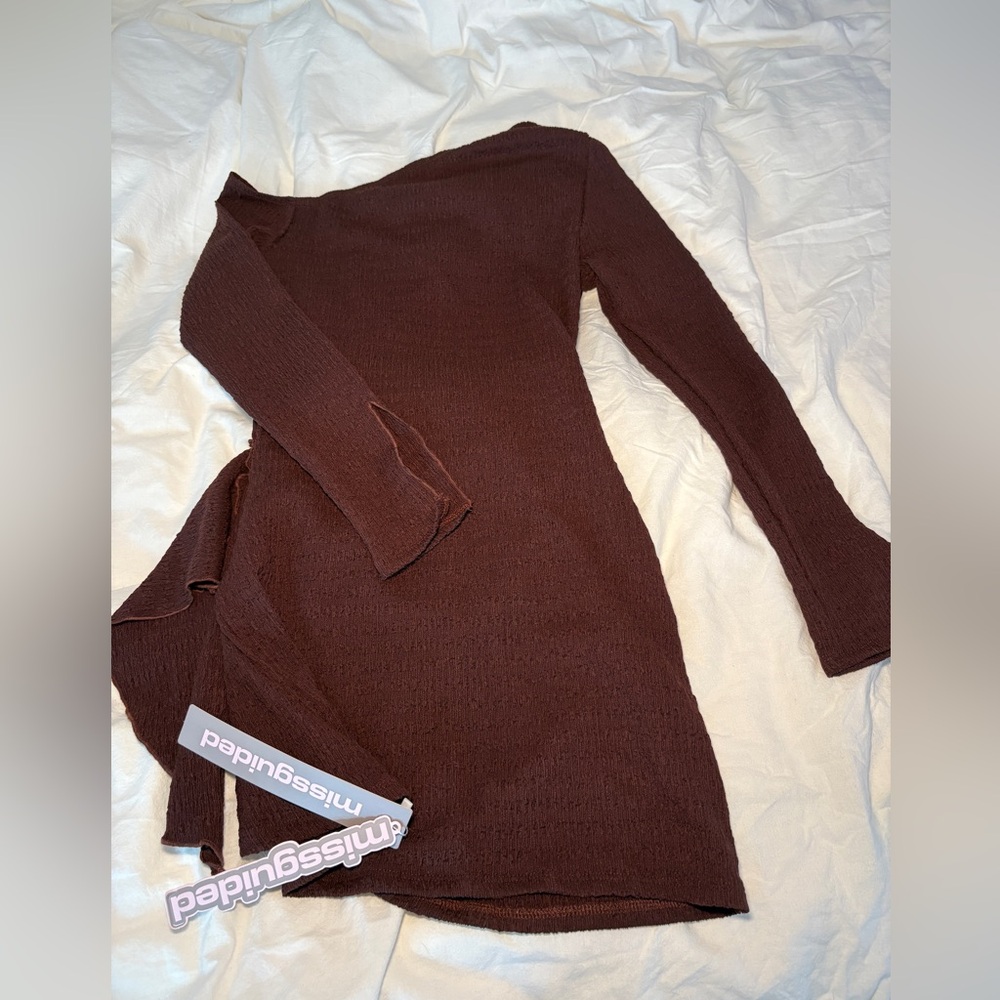 Missguided Chocolate Long Sleeve Dress